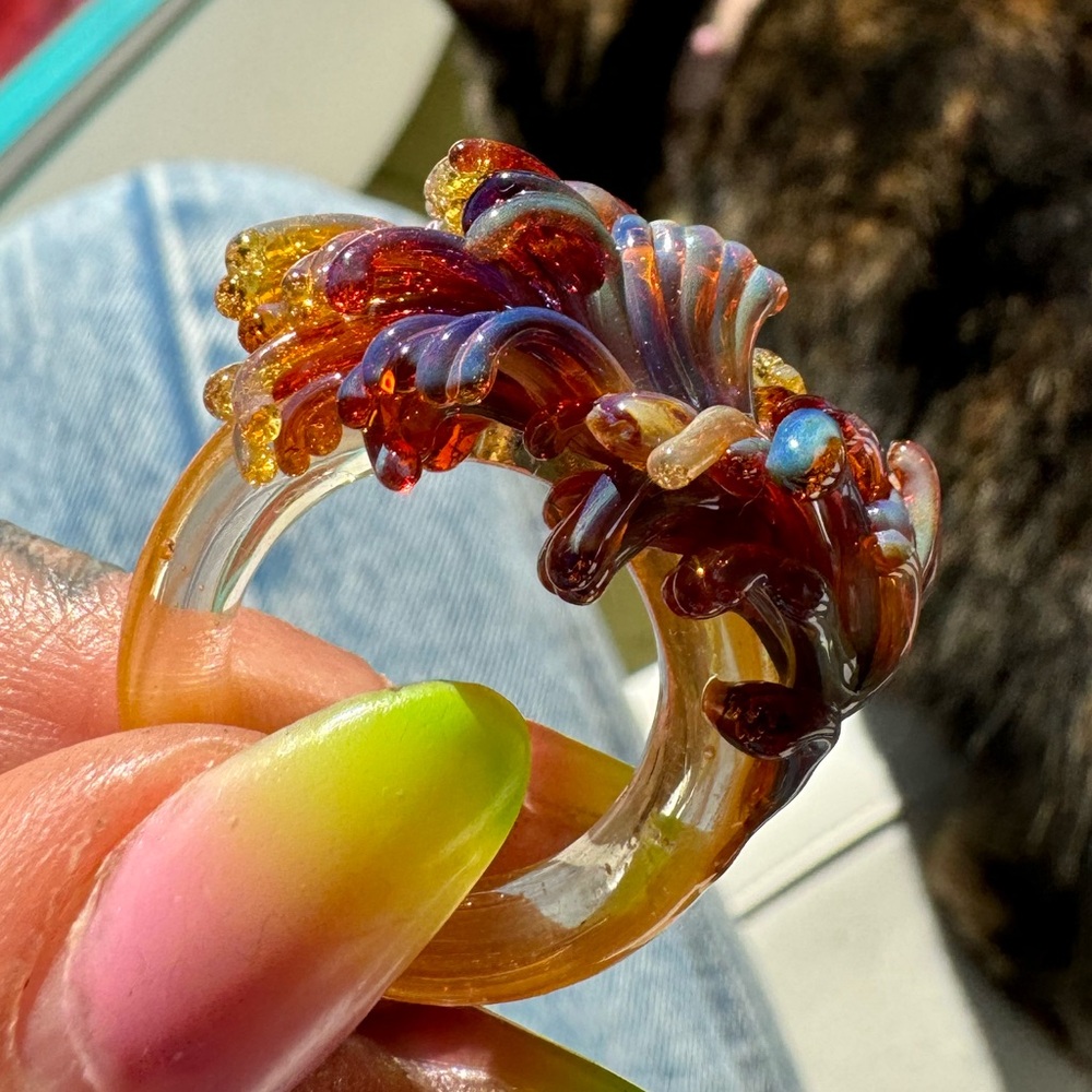 NEW unique multicolored glass ring